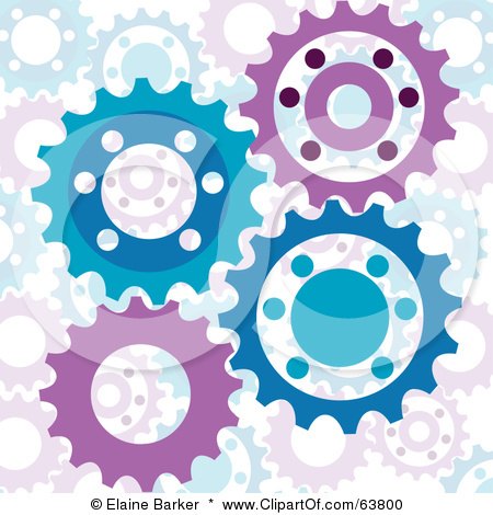 Royalty-Free (RF) Clipart Illustration of a Purple And Blue Turning Cog Wheel Background by elaineitalia
