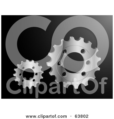 Royalty-Free (RF) Clipart Illustration of Large And Small 3d Silver Cog Wheels On A Gradient Background by elaineitalia
