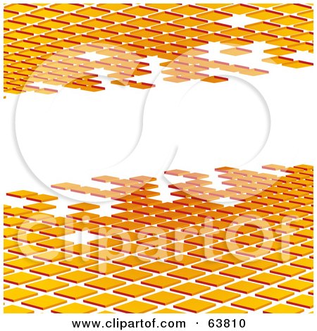 Royalty-Free (RF) Clipart Illustration of Orange Tiles Bordering A White Text Box by elaineitalia