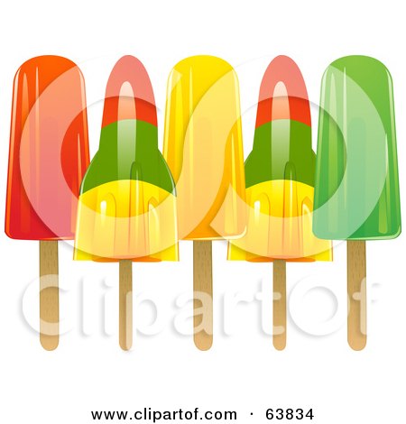 Royalty-Free (RF) Clipart Illustration of Fruit And Rocket Ice Pops On White by elaineitalia
