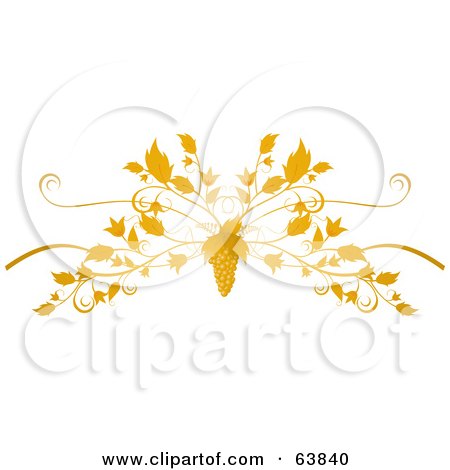 Royalty-Free (RF) Clipart Illustration of an Ornate Grape And Vine Flourish On White by elaineitalia