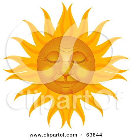 Royalty-Free (RF) Clipart Illustration of a Peaceful Sun Face At Rest by elaineitalia