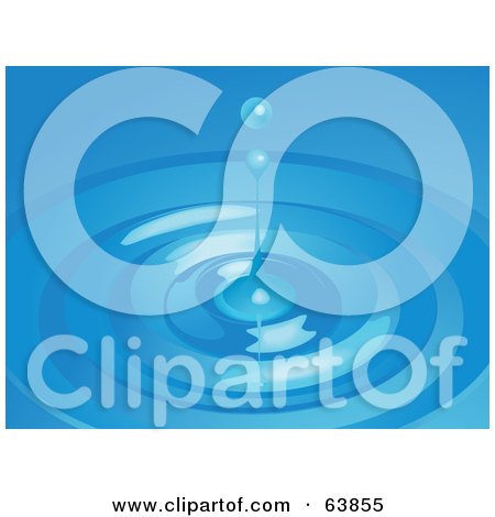 Royalty-Free (RF) Clipart Illustration of a Background Of Blue Water Dripping With Circles On The Surface by elaineitalia