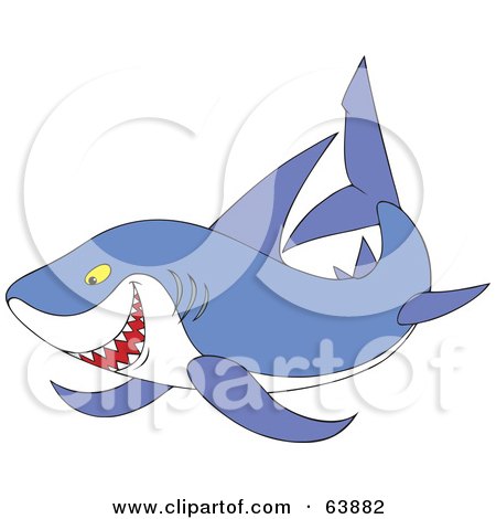 Royalty-Free (RF) Clipart Illustration of a Mean Purple Shark by Alex Bannykh