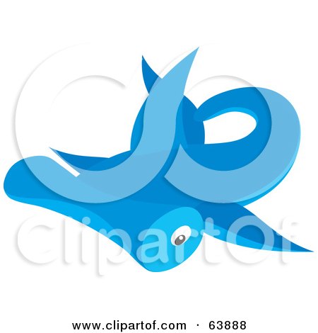 Royalty-Free (RF) Clipart Illustration of a Blue Swimming Hammerhead Shark by Alex Bannykh