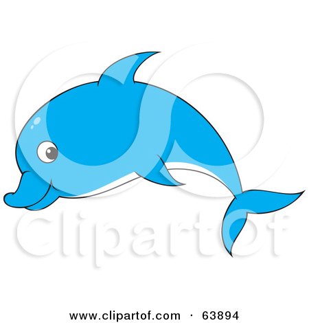 Royalty-Free (RF) Clipart Illustration of a Cute Blue Profiled Dolphin by Alex Bannykh