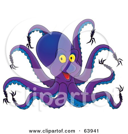 Royalty-Free (RF) Clipart Illustration of a Purple Octopus With Strange Tentacles by Alex Bannykh
