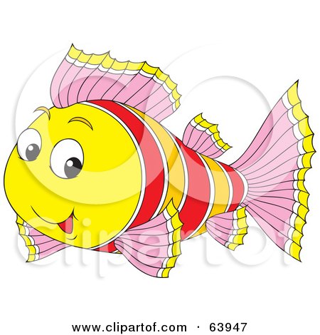 Royalty-Free (RF) Clipart Illustration of a Friendly Yellow, Orange, Red And Pink Fish by Alex Bannykh