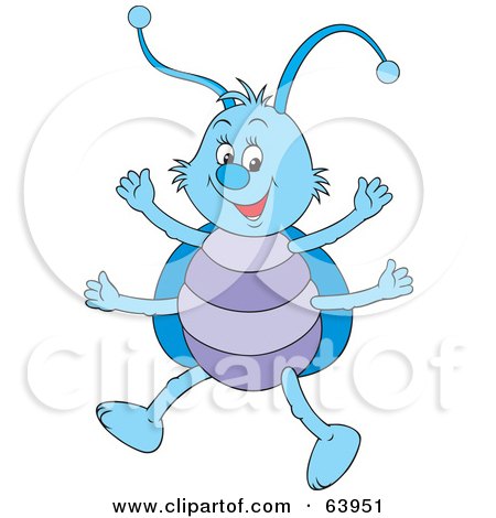 Royalty-Free (RF) Clipart Illustration of a Happy Walking Blue Bug by Alex Bannykh