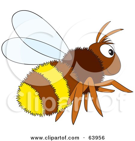 Royalty-Free (RF) Clipart Illustration of a Furry Brown And Yellow Bee by Alex Bannykh