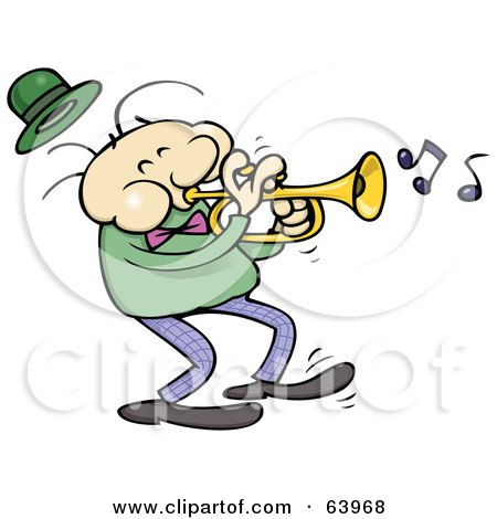 Royalty-Free (RF) Clipart Illustration of a Trumpet Musician In A Light Green Shirt by gnurf