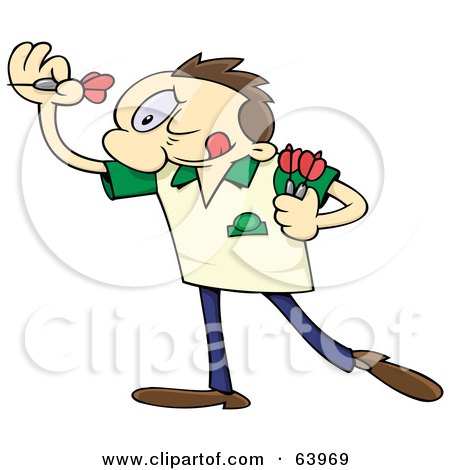 Royalty-Free (RF) Clipart Illustration of a Focused Man Aiming And Throwing Darts by gnurf
