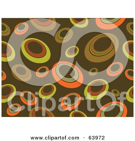 Royalty-Free (RF) Clipart Illustration of a Brown Retro Background Of Yellow And Orange Circles by KJ Pargeter