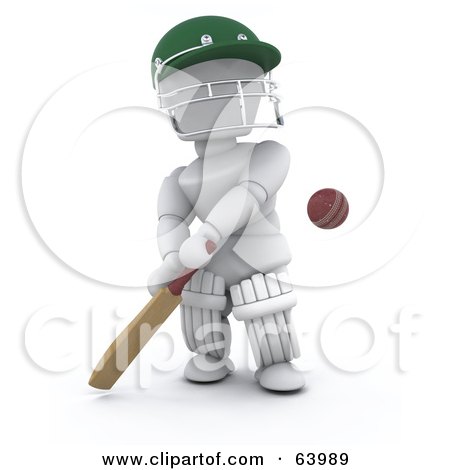 Royalty-Free (RF) Clipart Illustration of a 3d White Character Cricketer - Version 1 by KJ Pargeter