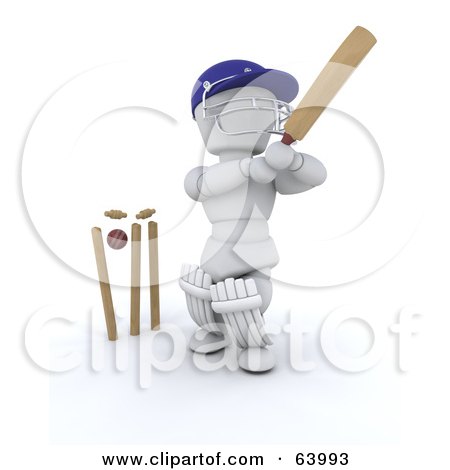 Royalty-Free (RF) Clipart Illustration of a 3d White Character Cricketer - Version 7 by KJ Pargeter