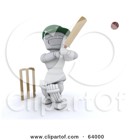Royalty-Free (RF) Clipart Illustration of a 3d White Character Cricketer - Version 5 by KJ Pargeter
