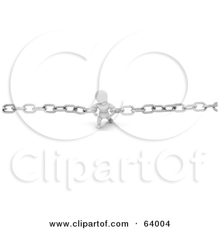 Royalty-Free (RF) Clipart Illustration of a 3d White Character Pulling Together Two Chains by KJ Pargeter