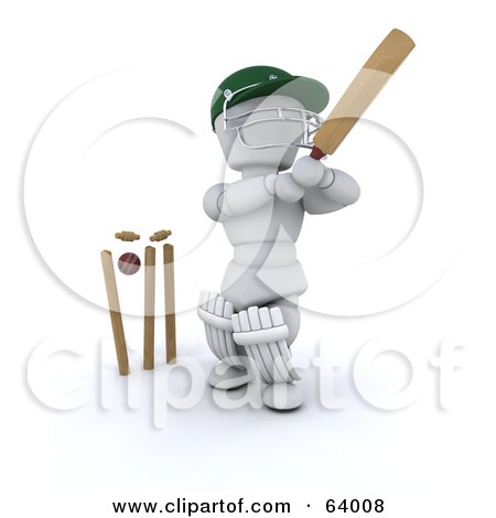 Royalty-Free (RF) Clipart Illustration of a 3d White Character Cricketer - Version 6 by KJ Pargeter