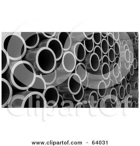 Royalty-Free (RF) Clipart Illustration of a Side Angle View Of Metal Pipes by KJ Pargeter