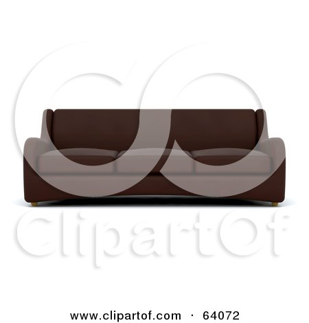 Royalty-Free (RF) Clipart Illustration of a 3d Brown Sofa Couch, On A White Background by KJ Pargeter