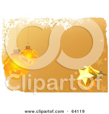 Royalty-Free (RF) Clipart Illustration of a Gold Background With Stars, White Grunge And Ornaments by dero