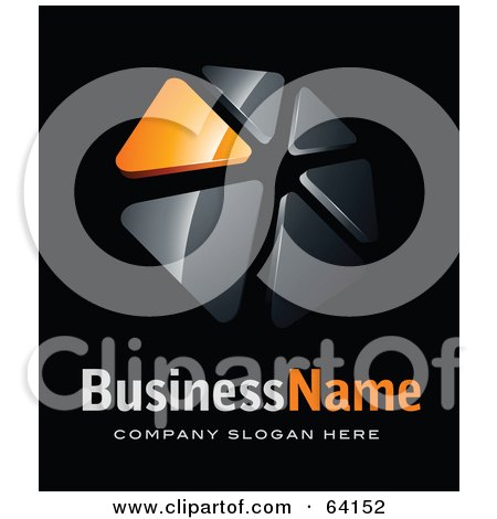 Royalty-Free (RF) Clipart Illustration of a Pre-Made Logo Of Orange And Black Triangles, Above Space For A Business Name And Company Slogan On Black by beboy