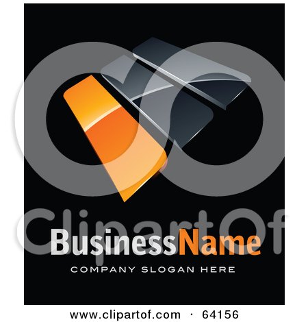 Royalty-Free (RF) Clipart Illustration of a Pre-Made Logo Of Orange Solar Panels, Above Space For A Business Name And Company Slogan On Black by beboy