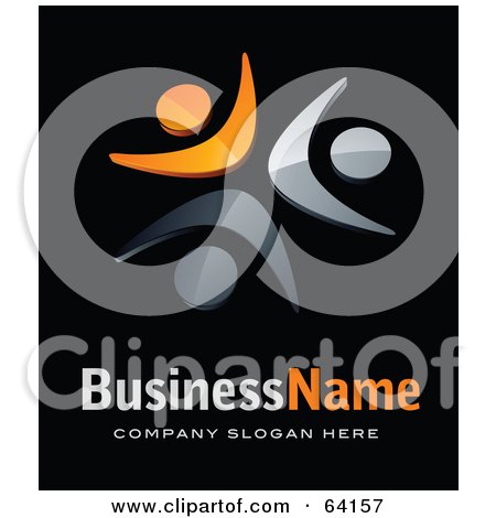 Royalty-Free (RF) Clipart Illustration of a Pre-Made Logo Of Orange And Gray People, Above Space For A Business Name And Company Slogan On Black by beboy