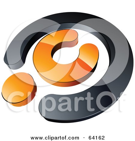 Royalty-Free (RF) Clipart Illustration of a Pre-Made Logo Of An Orange Copyright Symbol by beboy