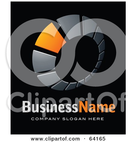 Royalty-Free (RF) Clipart Illustration of a Pre-Made Logo Of An Orange And Black Dial, Above Space For A Business Name And Company Slogan On Black by beboy