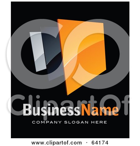 Royalty-Free (RF) Clipart Illustration of a Pre-Made Logo Of An Orange Box, Above Space For A Business Name And Company Slogan On Black by beboy