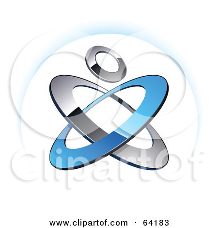 Royalty-Free (RF) Clipart Illustration of a Pre-Made Logo Of A Circle Over Orange And Blue Atom Rings by beboy