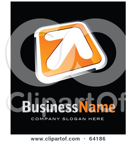 Royalty-Free (RF) Clipart Illustration of a Pre-Made Logo Of An Orange Arrow Square, Above Space For A Business Name And Company Slogan On Black by beboy