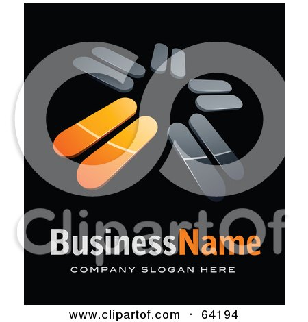 Royalty-Free (RF) Clipart Illustration of a Pre-Made Logo Of An Orange And Chrome Windmill, Above Space For A Business Name And Company Slogan On Black by beboy