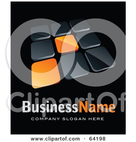 Royalty-Free (RF) Clipart Illustration of a Pre-Made Logo Of Orange And Black Tiles, Above Space For A Business Name And Company Slogan On Black by beboy