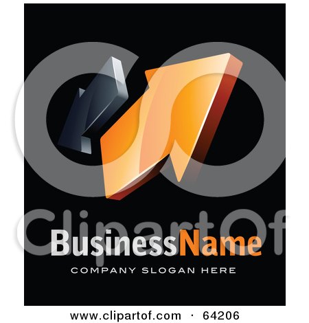 Royalty-Free (RF) Clipart Illustration of a Pre-Made Logo Of Passing Gray And Orange Arrows, Above Space For A Business Name And Company Slogan On Black by beboy