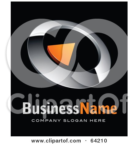 Royalty-Free (RF) Clipart Illustration of a Pre-Made Logo Of A Chrome And Orange Dial Pointing Up To The Right, Above Space For A Business Name And Company Slogan On Black by beboy