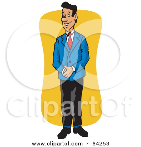 Royalty-Free (RF) Clipart Illustration of a Friendly Manager Man In A Blue Jacket by David Rey