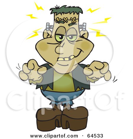 Royalty-Free (RF) Clipart Illustration of Frankenstein Reaching Out by Dennis Holmes Designs