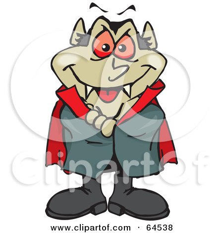 Royalty-Free (RF) Clipart Illustration of a Vampire Standing With His Arms Crossed by Dennis Holmes Designs