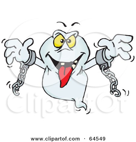 Royalty-Free (RF) Clipart Illustration of a Spooky Chained Ghost by Dennis Holmes Designs