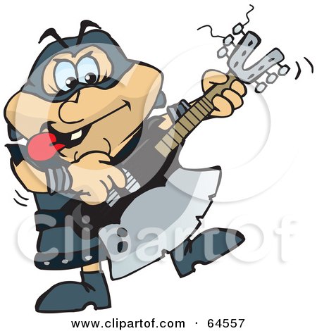 Royalty-Free (RF) Clipart Illustration of an Executioner Rocking Out With His Axe by Dennis Holmes Designs