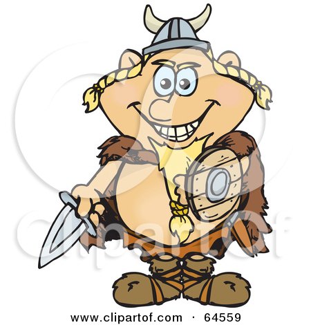 Royalty-Free (RF) Clipart Illustration of a Man In A Viking Costume For Halloween by Dennis Holmes Designs