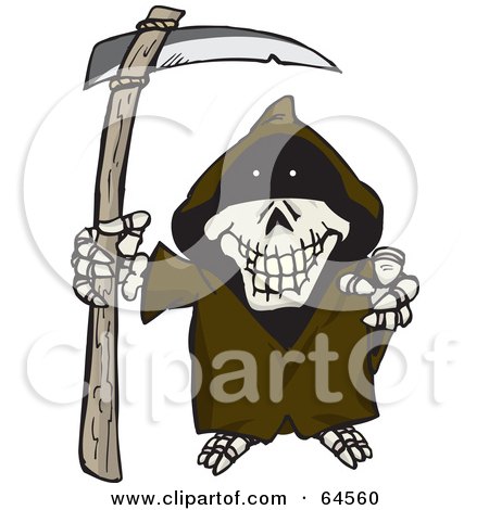 Royalty-Free (RF) Clipart Illustration of a Skeleton Grim Reaper by Dennis Holmes Designs