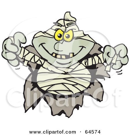 Royalty-Free (RF) Clipart Illustration of a Mummy Breaking Through A Wall by Dennis Holmes Designs