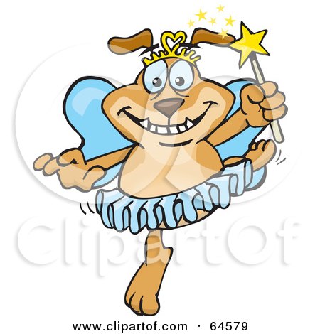 Royalty-Free (RF) Clipart Illustration of a Sparkey Dog In A Fairy Costume by Dennis Holmes Designs