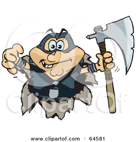 Royalty-Free (RF) Clipart Illustration of an Executioner Breaking Through A Wall by Dennis Holmes Designs
