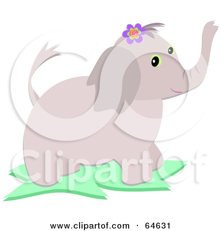 Clipart Cute Elephant Wearing A Hibiscus Flower And Leaf Collar ...