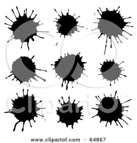 Royalty-Free (RF) Clipart Illustration of a Digital Collage Of Dripping Black Ink Splatters - Version 2 by Frog974