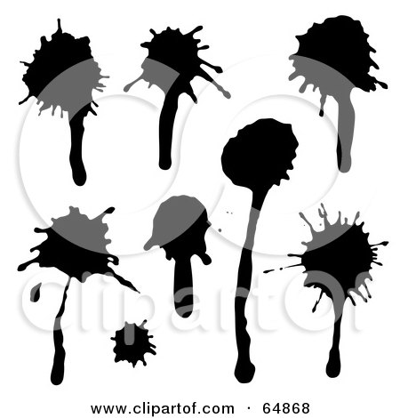 Royalty-Free (RF) Clipart Illustration of a Digital Collage Of Dripping Black Ink Splatters - Version 1 by Frog974